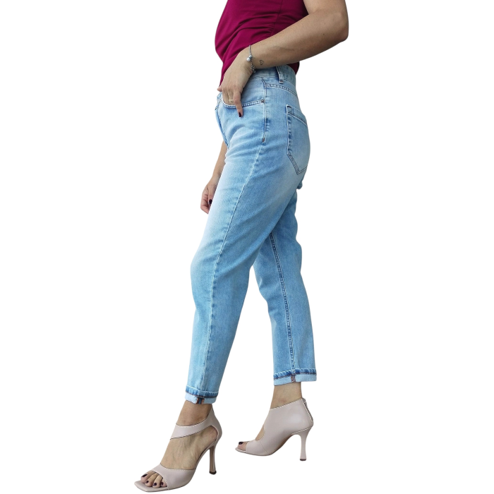 Jeans donna KING KONG FASHION denim chiaro modello cropped 5 tasche