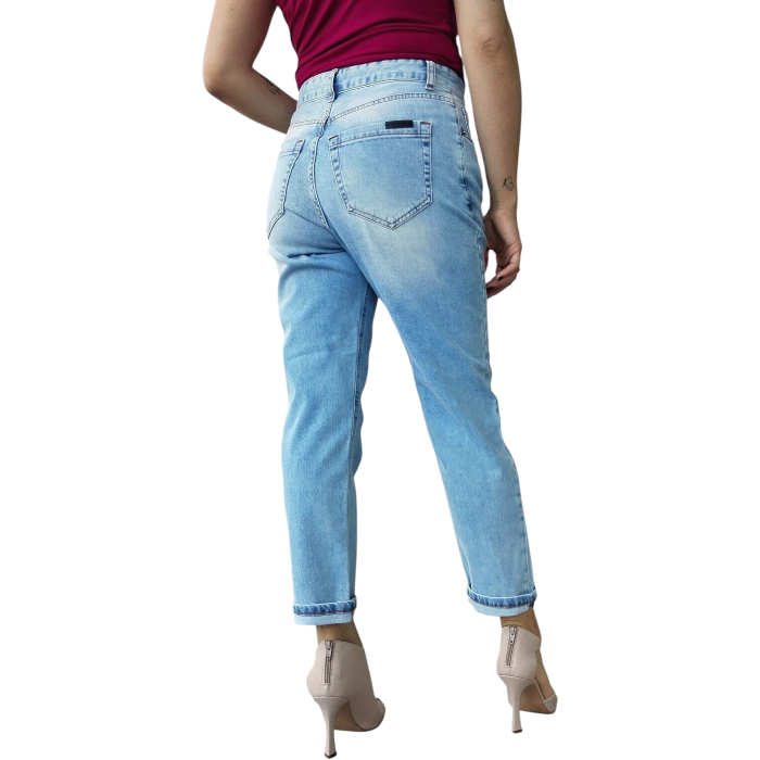 Jeans donna KING KONG FASHION denim chiaro modello cropped 5 tasche