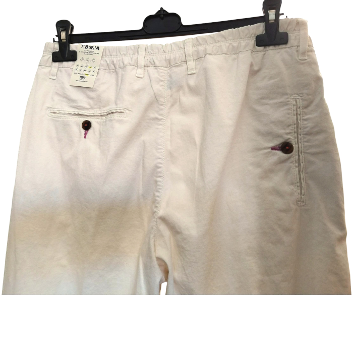 Pantalone BERNA in misto lino/cotone con coulisse pence e tasca posteriore a taglio verticale