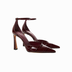 Décolleté donna OVYE' in vera pelle effetto coccodrillo con cinturino caviglia