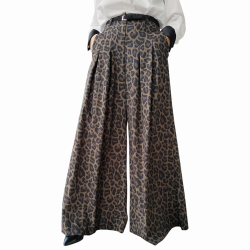 Pantalone donna IMPERIAL gamba ampia vita alta stampa animalier