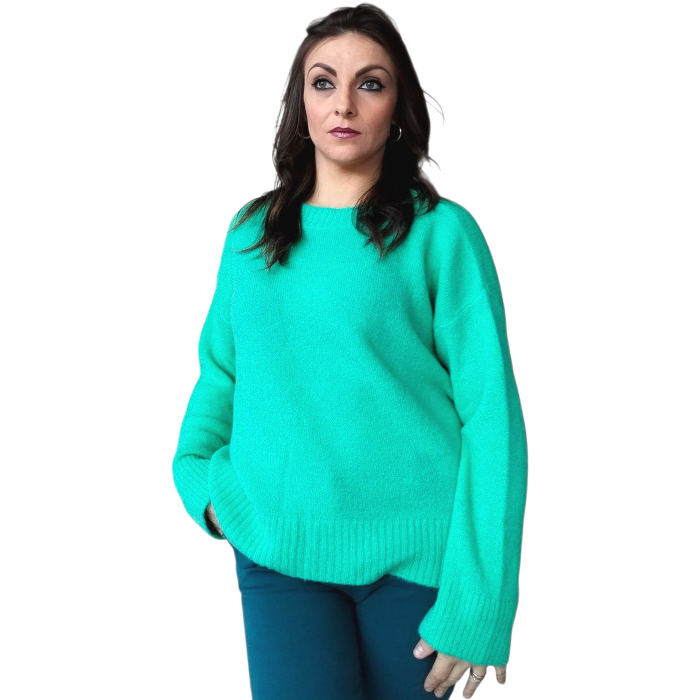 Maglia donna KONTATTO super soft girocollo oversize in misto lana e Mohair