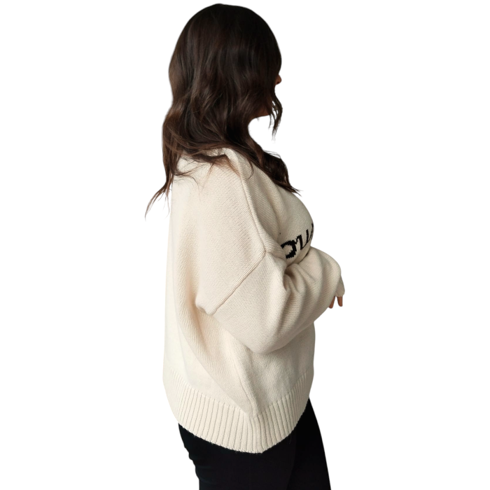 Maglia donna SUSY MIX misto lana e Alpaca oversize a scatola con ricamo