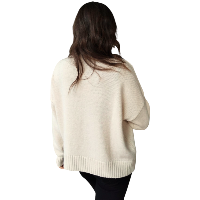 Maglia donna SUSY MIX misto lana e Alpaca oversize a scatola con ricamo