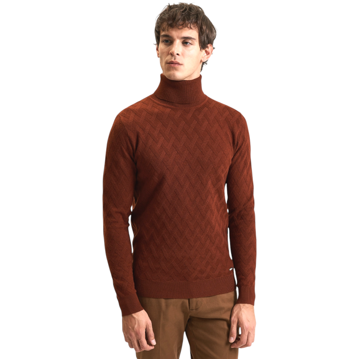 Maglia uomo GIANNI LUPO misto lana dolcevita lavorazione a rilievo