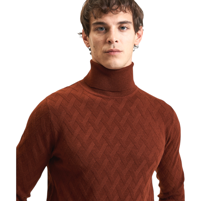 Maglia uomo GIANNI LUPO misto lana dolcevita lavorazione a rilievo