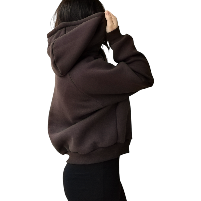 Felpa donna SUSY MIX caldo cotone soft con cappuccio e ricamo Teddy