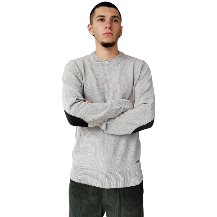 Maglia uomo GIANNI LUPO in ciniglia girocollo con toppe sui gomiti