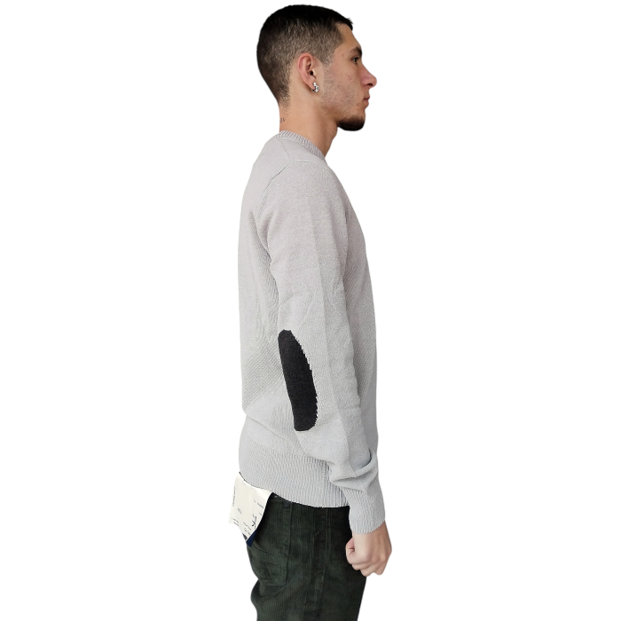 Maglia uomo GIANNI LUPO in ciniglia girocollo con toppe sui gomiti