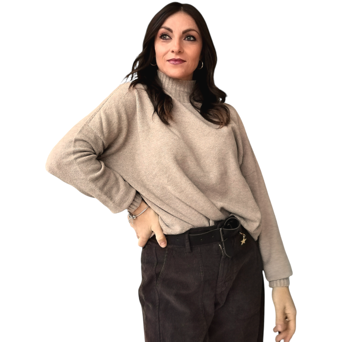 Maglia donna SUSY MIX regular fit crop dolcevita