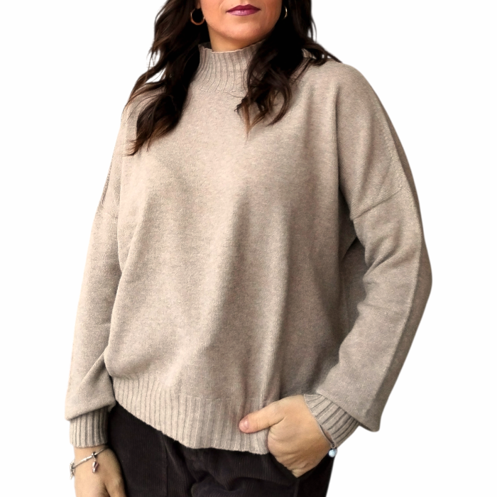 Maglia donna SUSY MIX regular fit crop dolcevita