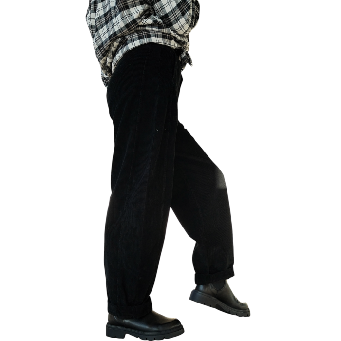 Pantalone donna SUSY MIX balloon fit in velluto a costine con elastico retro vita