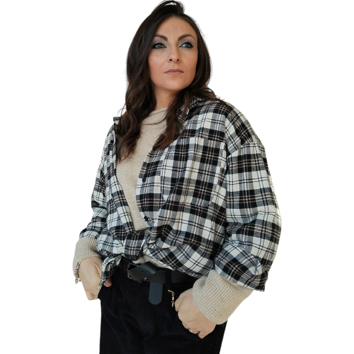 Camicia donna SUSY MIX 100% caldo cotone oversize fantasia quadri check