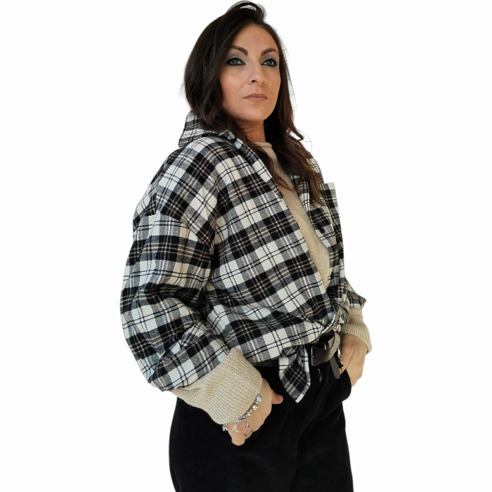 Camicia donna SUSY MIX 100% caldo cotone oversize fantasia quadri check