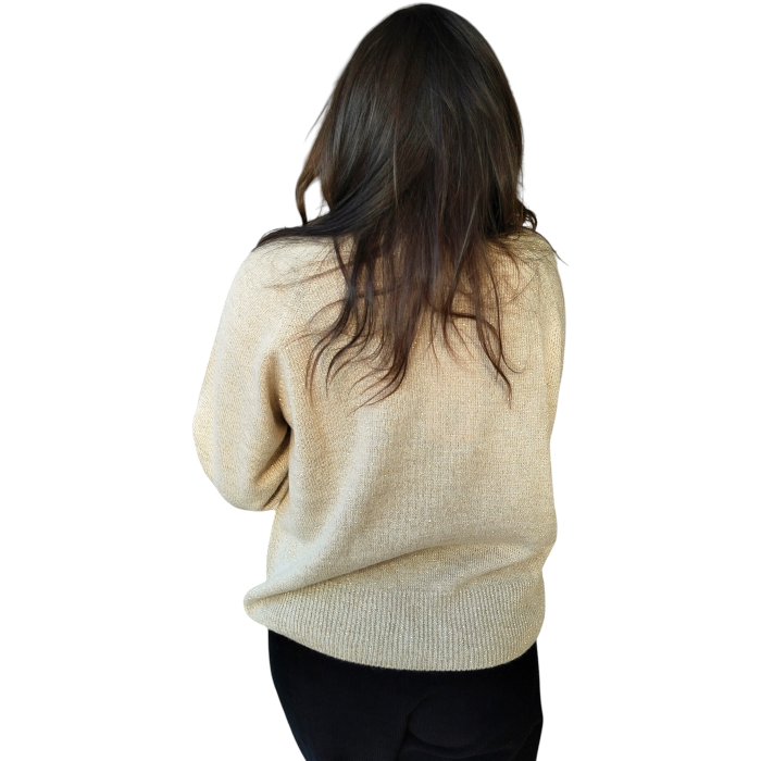 Maglia donna KONTATTO girocollo a rotolino e fili in fibra metallica