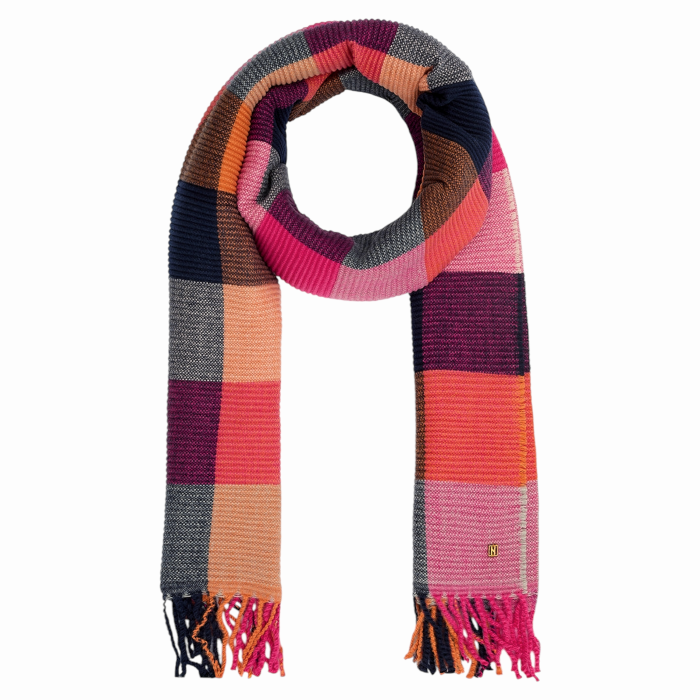 Sciarpa NALI' a quadri con frange tessuto soft mod. Helen plissè 70x175 cm