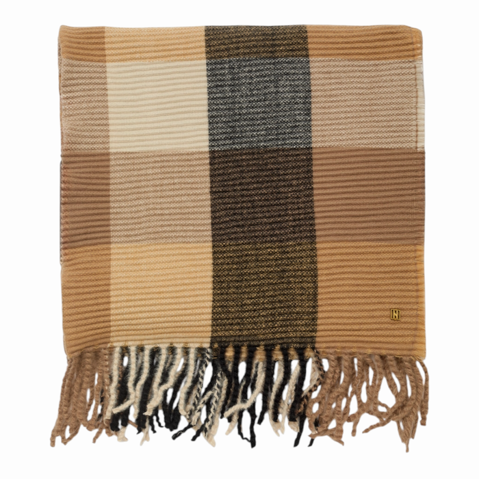 Sciarpa NALI' a quadri con frange tessuto soft mod. Helen plissè 70x175 cm