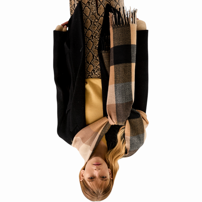 Sciarpa NALI' a quadri con frange tessuto soft mod. Helen plissè 70x175 cm