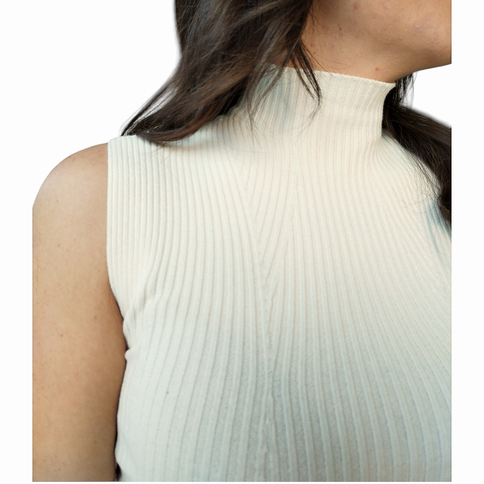 Maglia donna KONTATTO lupetto smanicato a costine