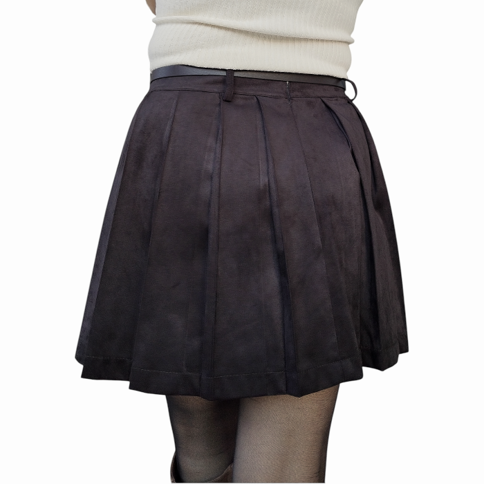 Minigonna SUSY MIX in ecodainetto a balze con cintura e chiusura zip a scomparsa