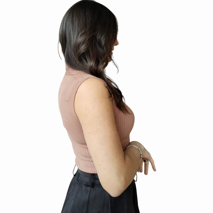 Maglia donna KONTATTO lupetto smanicato a costine