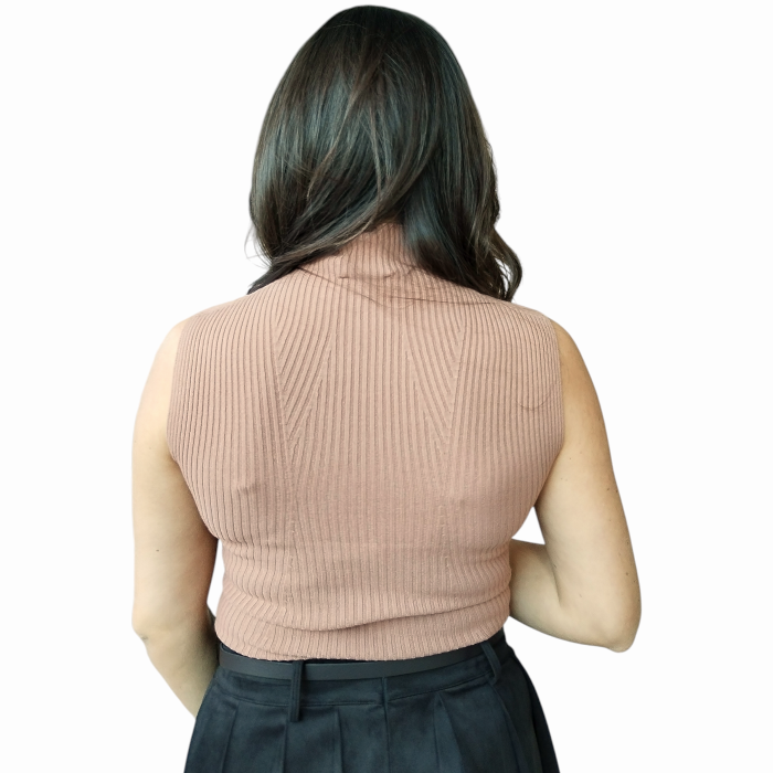 Maglia donna KONTATTO lupetto smanicato a costine