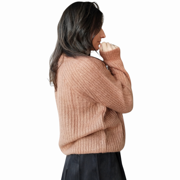 Maglia donna KONTATTO girocollo in misto lana Mohair lavorazione pannocchia