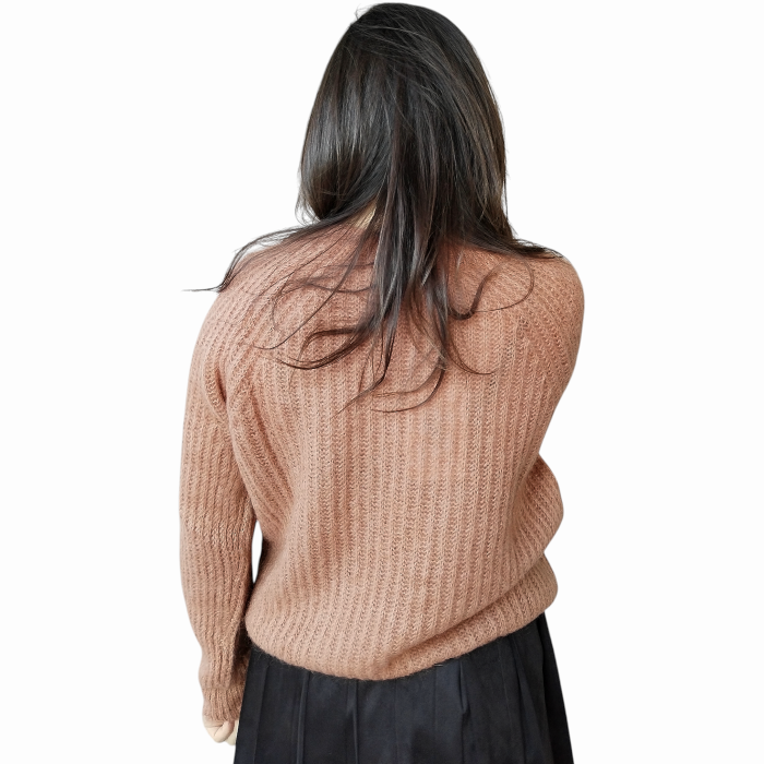 Maglia donna KONTATTO girocollo in misto lana Mohair lavorazione pannocchia