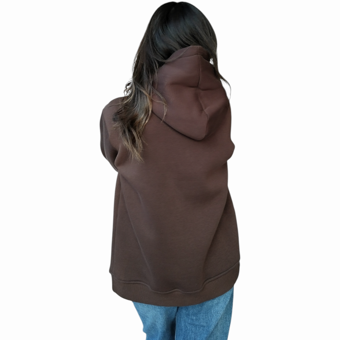 Felpa donna SUSY MIX oversize caldo cotone soft con cappuccio e stampa