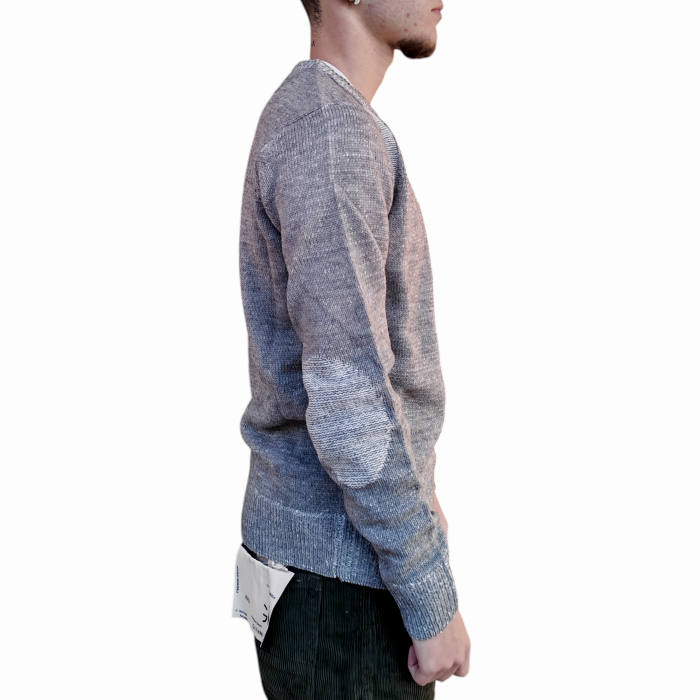 Maglia uomo BERNA misto lana lavorata a doppio filo girocollo toppe e taschino