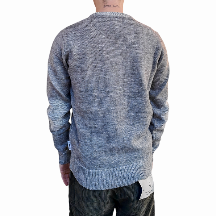 Maglia uomo BERNA misto lana lavorata a doppio filo girocollo toppe e taschino