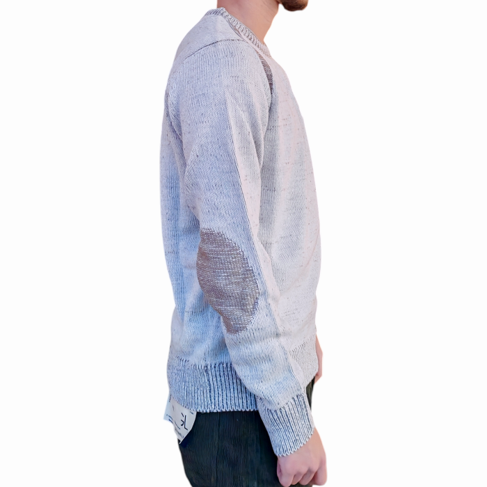 Maglia uomo BERNA misto lana lavorata a doppio filo girocollo toppe e taschino