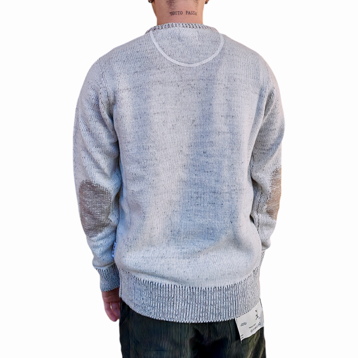 Maglia uomo BERNA misto lana lavorata a doppio filo girocollo toppe e taschino