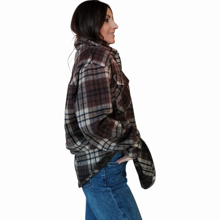 Camicia donna SUSY MIX oversize overshirt fantasia Check in caldo cotone