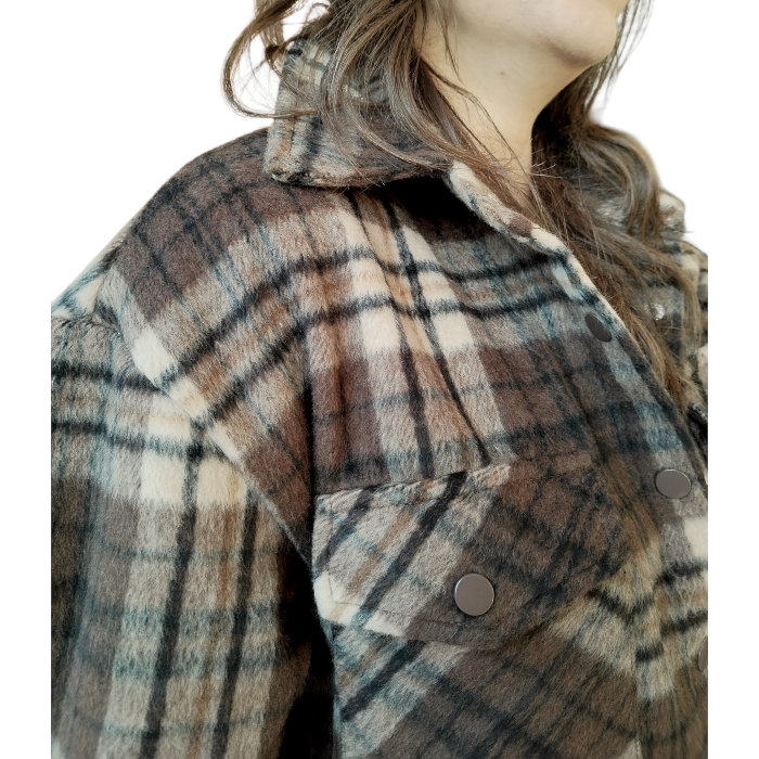 Camicia donna SUSY MIX oversize overshirt fantasia Check in caldo cotone