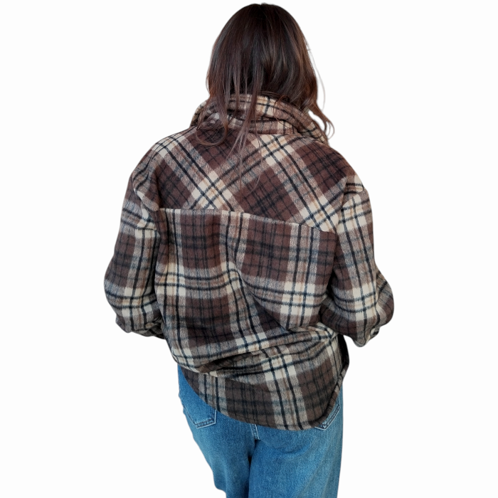 Camicia donna SUSY MIX oversize overshirt fantasia Check in caldo cotone