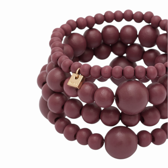 Bracciale donna NALI' set 4 bracciali separati Uma con perle in legno 