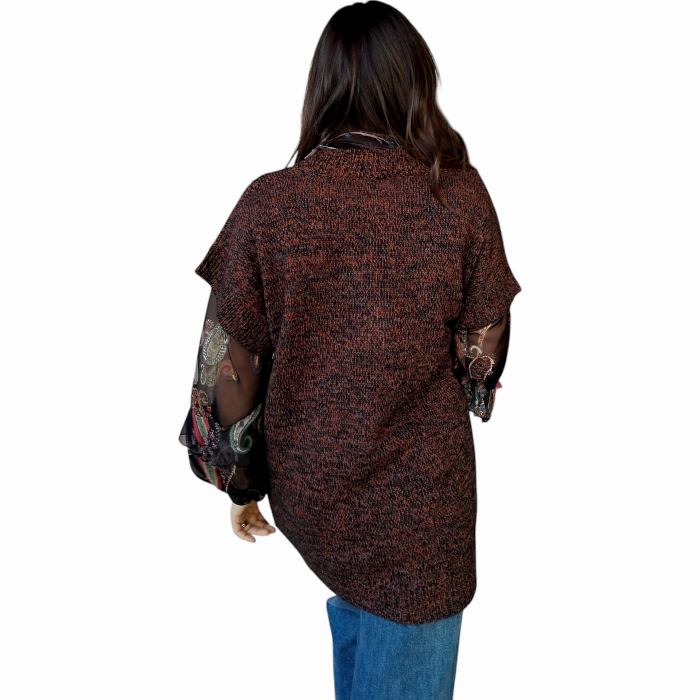 Maglia donna IMPERIAL modello lungo maxipull maniche corte e scollo a V