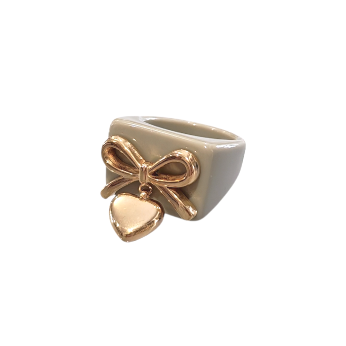 Anello donna NALI' mod. Demure in resina con dettaglio fiocco/cuore in acciaio inox