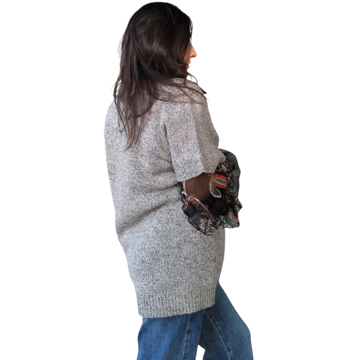 Maglia donna IMPERIAL modello lungo maxipull maniche corte e scollo a V