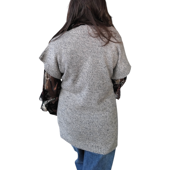 Maglia donna IMPERIAL modello lungo maxipull maniche corte e scollo a V