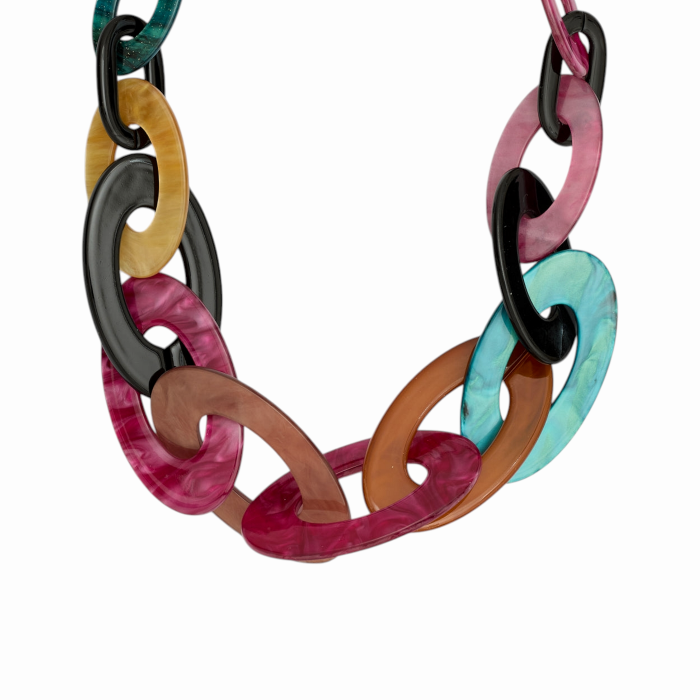 Collana donna NALI' girocollo con anelli ovali in resina