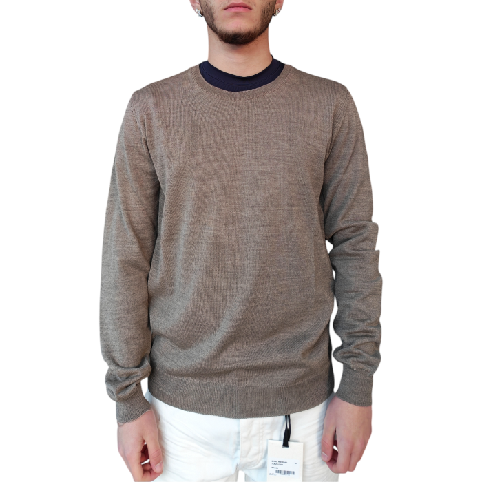 Maglia uomo IMPERIAL girocollo misto lana vergine rasata tinta unita