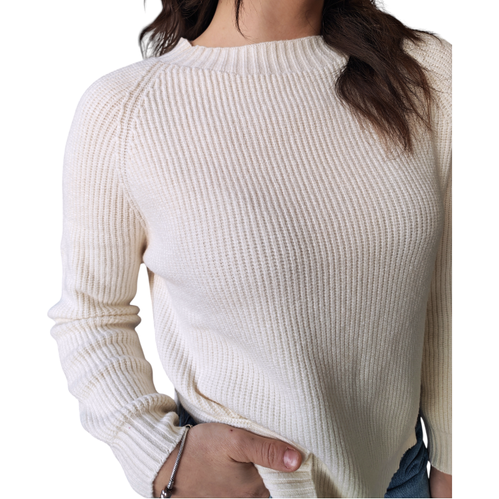 Maglia donna SUSY MIX modello barchetta a costine con spacchi laterali