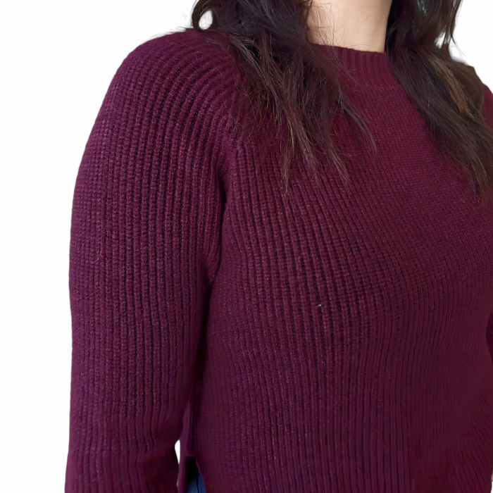 Maglia donna SUSY MIX modello barchetta a costine con spacchi laterali