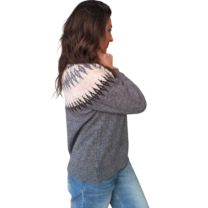 Maglia donna SUSY MIX collo cratere alto fantasia misto lana 