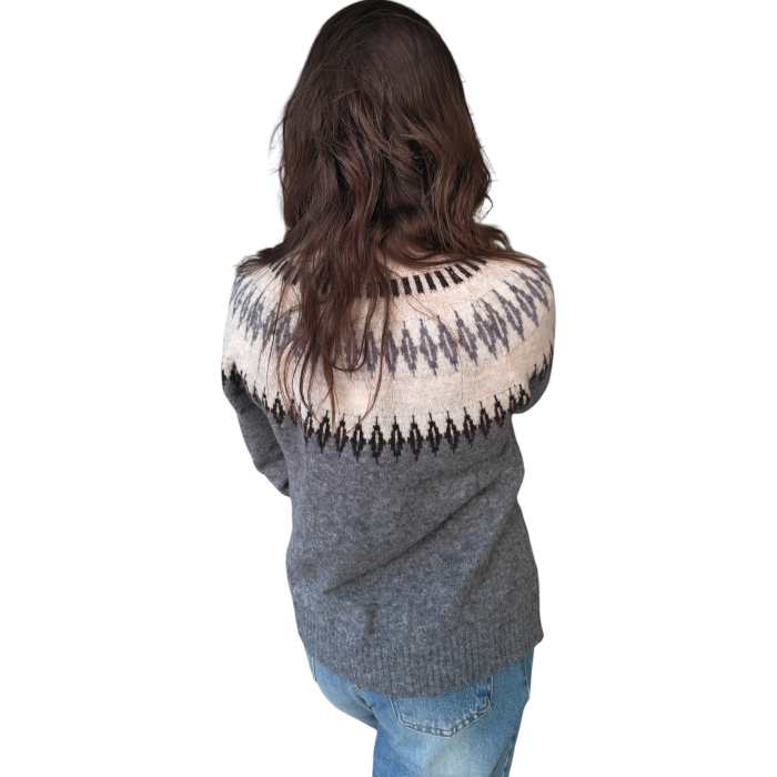 Maglia donna SUSY MIX collo cratere alto fantasia misto lana 