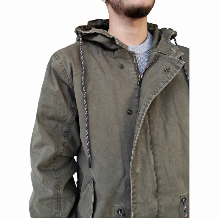 Parka uomo BERNA in caldo cotone con interno in lanetta cappuccio e spille