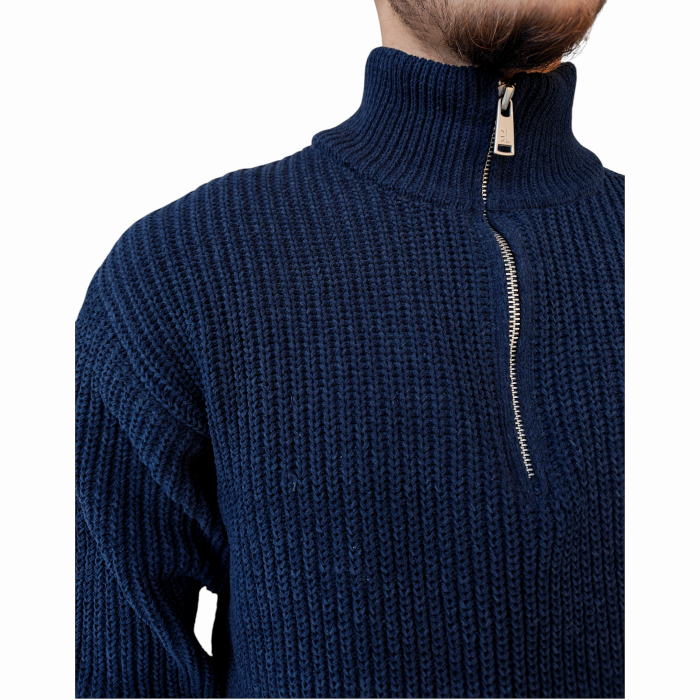 Maglia uomo GIANNI LUPO collo ad imbuto con zip e lavorazione a coste verticali