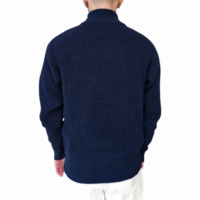 Maglia uomo GIANNI LUPO collo ad imbuto con zip e lavorazione a coste verticali